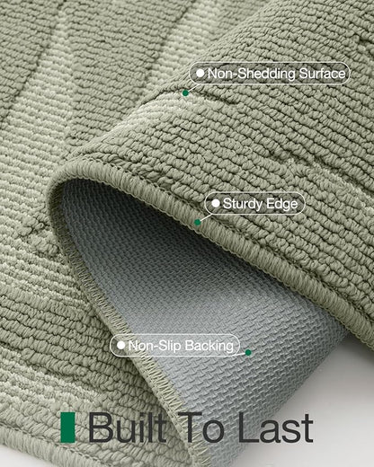 LUMI Front Door Mat Indoor Entrance 36"x60", Low Profile Welcome Mat, Non-Slip Washable Doormat with Rubber Backing for Entrance, Patio, Garage, Green