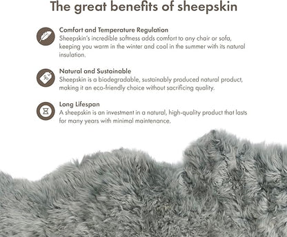Sheepskin Long Hair 2x3 ft | Bedside Rugs for bedrooms, Sofa, Chair or The Dining Table | Each Sheepskin Rug is Unique and Created by Nature | Small Fluffy Rug in Color Light Grey