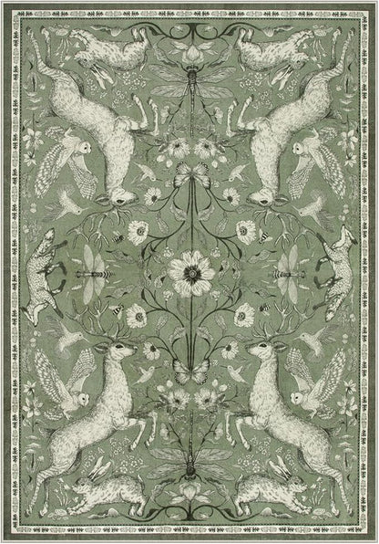 Lahome Boho Animal 6x9 Washable Living Room Area Rugs, Green Soft Rugs for Bedroom, Botanical Large Boho Non Slip Dining Room Carpet for Under Table Office Kids Playroom (6x9ft,Green)