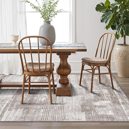 LUMI Washable Area Rug 5x8 for Living Room, Ultra Soft Stain Resistant Carpet with Non Slip Rubber Backing, Non-Shedding Low Pile Rugs for Bedroom, Dining Room, Indoor, Office