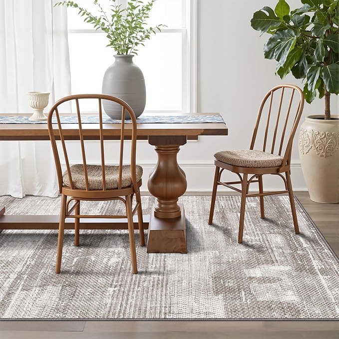 LUMI Washable Area Rug 8x10 for Living Room, Ultra Soft Stain Resistant Carpet with Non Slip Rubber Backing, Non-Shedding Low Pile Rugs for Bedroom, Dining Room, Indoor, Office