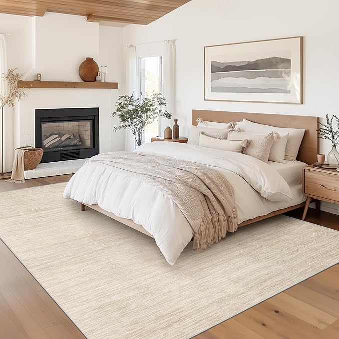 Valenrug Washable Rugs 8x10 - Non Slip 8x10 Area Rugs for Living Room, Stain Resistant Area Rugs for Bedroom, Foldable Machine Washable Area Rug(8'x10', Beige)