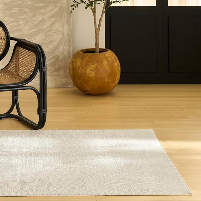 Nourison Home Nordic Ivory 5' x 7' Area Rug - Easy Clean, Non Shedding, Bed Room, Living Room, Dining Room, Kitchen (5' x 7')