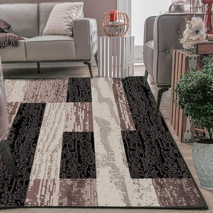 Superior Rockwood 3 Piece Indoor Area Rug Set, Jute Backing, Modern Color Block Decor for Hallway, Entry, Office, Kitchen, Living Room Floors, Plush Rugs, 2' 7" x 8', 5' x 8', 8' x 10', Chocolate