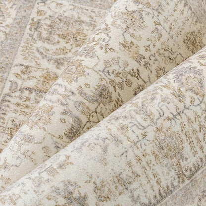 Light Brown Runner Rug 2x7 Hallway Machine Washable Kitchen Vintage Distressed Non Slip Long Carpet Indoor Retro Floral Bedroom Accent Throw Rug for Bathroom Office Laundry Dining Room