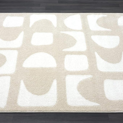 Abani Nuevo Collection Area Rug - Modern Geometric Beige/Cream Design - 4'x6' - Easy to Clean - Durable for Kids and Pets - Non-Shedding - Medium Pile - Soft Feel - for Living Room, Bedroom & Office