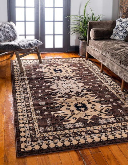 Unique Loom Taftan Collection Border Geometric Tribal Inspired Design Area Rug (2' 2 x 3' 0 Rectangular, Brown/ Tan)