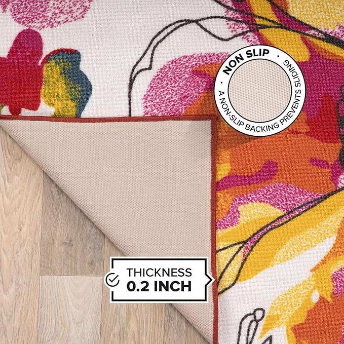 Rugshop Modern Bright Flowers Non-Slip (Non-Skid) for Entryway,Doormat,Kitchen,Foyer Area Rug 2'7" x 4' Multi
