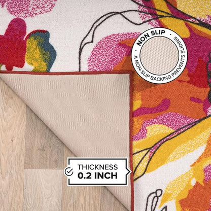 Rugshop Multi Bright Flowers Non Slip Non-Shedding Runner Rug for Hallway, Kitchen and Entryway, 2'7" x 6'