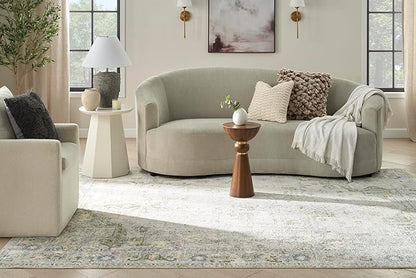 Nourison Home Astra Machine Washable Blue Green 6'7" x 9' Area Rug - Easy Clean, Non Shedding, Bed Room, Living Room, Dining Room, Kitchen (7' x 9')