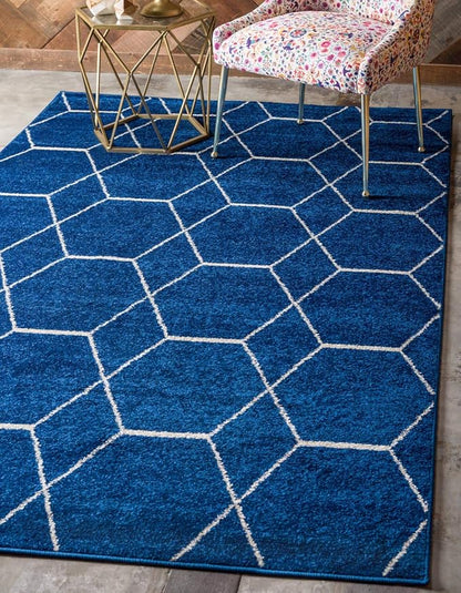 Unique Loom Trellis Frieze Collection Area Rug - Geometric (2' x 3' 1", Navy Blue/ Ivory)