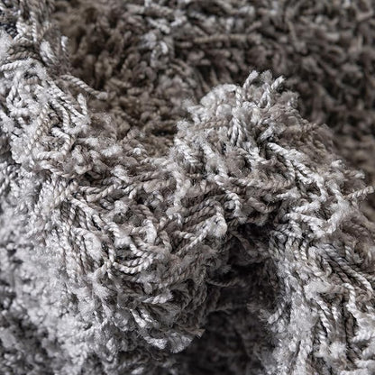 Unique Loom Solid Shag Collection Area Rug (4' 1" Round, Cloud Gray)