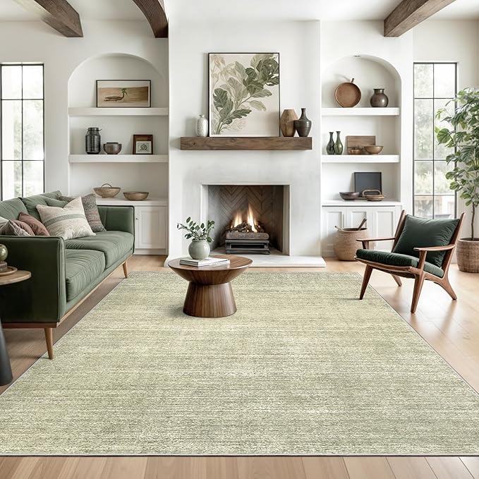 Valenrug Washable Rugs 3x5 - Stain Resistant 3x5 Area Rugs for Living Room, Non Slip Backing Printed Rugs for Bedroom, Folable Machine Washable Area Rug(3'x5', Green)