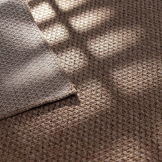 CAMILSON Easy Jute Rug 2x3, Indoor Outdoor Natural Color Farmhouse Area Rugs for Living Room and Kitchen Rug, Solid Boho Woven Design, Easy-Cleaning, Washable Outside Carpet Alfombras (2 x 3)