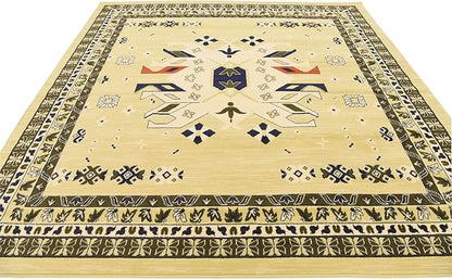 Unique Loom Taftan Collection Border Geometric Tribal Inspired Design Area Rug (8' 0 x 8' 0 Square, Gold/ Gray)