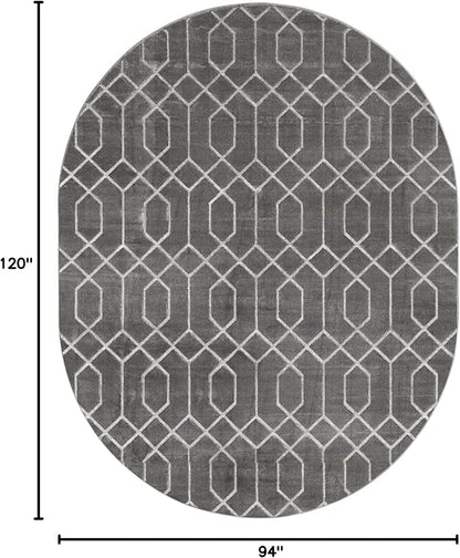 Unique Loom Marilyn Monroe Glam Collection Area Rug - Trellis (7' 10' x 10' Oval, Gray Silver/ Silver)