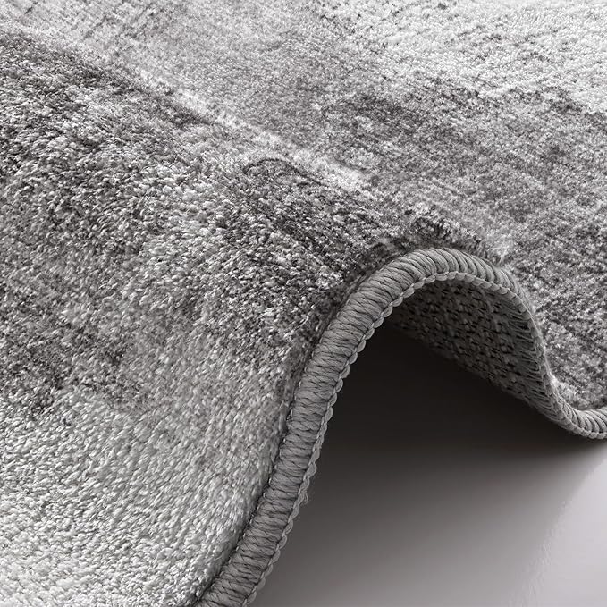 LUMI 4x6 Washable Low-Pile Area Rug for Living Room, Ultra Soft Modern Neutral Grey Rugs Non Slip with Rubber Backing, High Traffic, Stain Resistant Carpets, Ideal for Bedroom, Dining Room