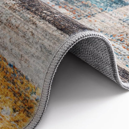 LUMI Ultra Thin Door Mat, 32x47 Non Slip Indoor Doormat Entrance Washable Rugs Entryway Oriental Vintage Soft Carpet for Kitchen Bedroom Front Door, Multicolor