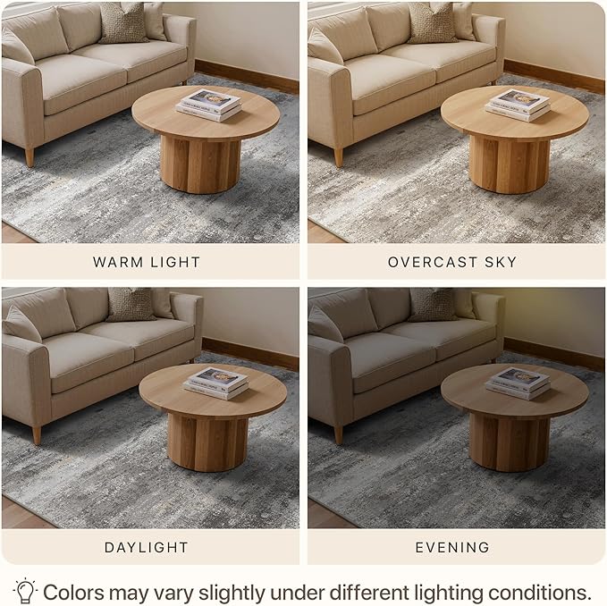 5x7 Area Rugs Washable Grey Rug for Living Room Bedroom, Modern Abstract Large Rug Non Slip, Water Repellent Low Pile Soft Carpet for Dining Room, Home Office, Grey Beige