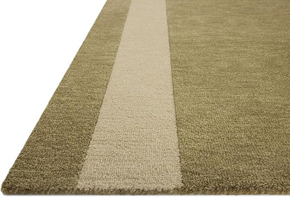 Loloi Leanne Ford Craven Collection CVN-01 Light Olive/Oatmeal 7'-9" x 9'-9" Area Rug Geometrical, Patterned, Neutral, Living Room, Bedroom, Dining Room