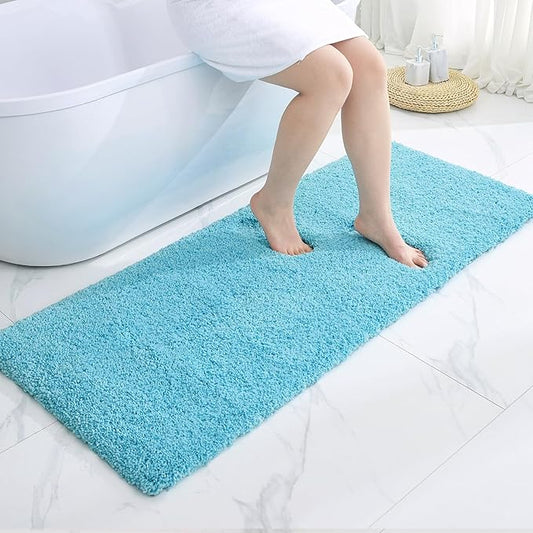 Bathroom Runner Rug 24x59 Teal Non Slip Fluffy Long Bath Mat for Bathroom Floor Washable Plush Luxury Bath Rug for Tub Absorbent Shower Sink Mat Bedside Rug