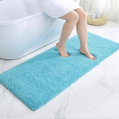 Teal Bathroom Rug 24x48 Non Slip Fluffy Bath Mat for Bathroom Floor Washable Plush Luxury Bath Rug for Tub Soft Shaggy Absorbent Shower Sink Mat