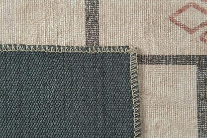 Revival Rugs Funk 6'x9' Zero-Shedding Area Rug for Living Room Bedroom - Oeko-TEX Certified, Low Pile, Spot Clean, Beige, Cream