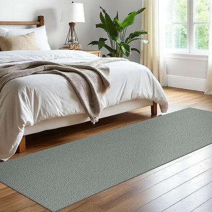 EARTHALL Washable Runner Rug 2x8 Ft Non Slip Runners for Hallways Cotton Rubber Backed Kitchen Runner Braided Indoor Floor Carpet Runners for Entryway, Hallway, Kitchen, Bedroom, Green/Grey