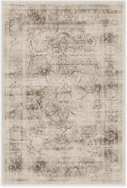 RUGGABLE Washable Vintage Area Rug – Sarrah Hazel 4x6, Stain-Resistant, Non-Slip – Medium Machine Washable Rugs for Living Room, Bedroom, Hallway, Entryway & Office–with Cushioned Pad