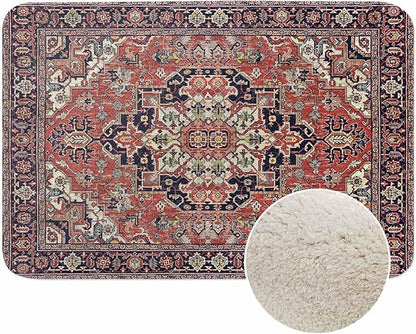 Old Carpet Texture Bathroom Mat Rugs Abstract Ornament Milky Blue Microfiber Faux Cashmere Thick Plush Bath Mat Non-Slip Water Absorbent Bath Carpet for Bathtub Bathroom Floor Tub 20 x 30 Inch