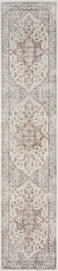 Nourison Home Astra Machine Washable Grey Multicolor 2'2" x 10' Area Rug - Easy Clean, Non Shedding, Bed Room, Living Room, Dining Room, Kitchen (10' Runner)
