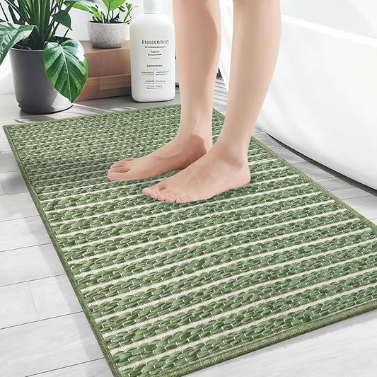 Braided Bath Mat,Boho Small Bathroom Rugs Non Slip Washable Super Absorbent Quick Dry Farmhouse Bathroom,Bedroom Decor,17"x24"Sage Green