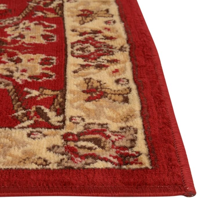 Rugs.com Yasmin Collection Rug – 10 Ft Runner Burgundy Medium Rug Perfect for Hallways, Entryways