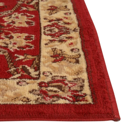 Rugs.com Yasmin Collection Rug – 10 Ft Runner Burgundy Medium Rug Perfect for Hallways, Entryways