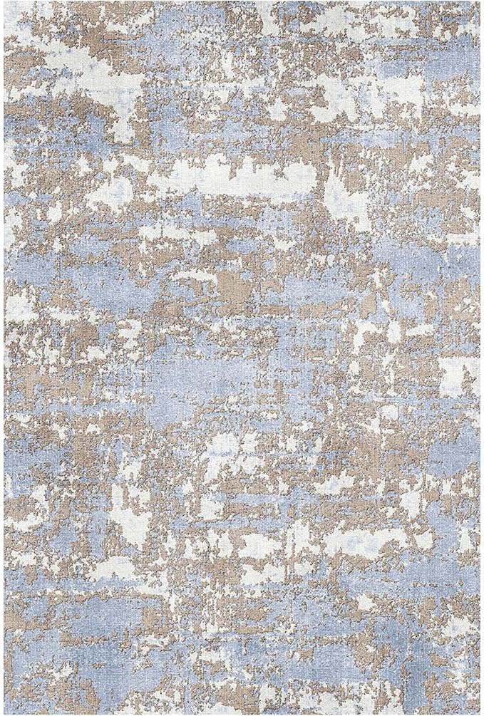 WITSHOCK Living Room Area Rugs 6x9: Abstract Rugs Machine Washable for Bedroom Carpet Resistant Non-Slip Carpet Large Indoor Floor for Dining Room Farmhouse Nursery Blue Brown