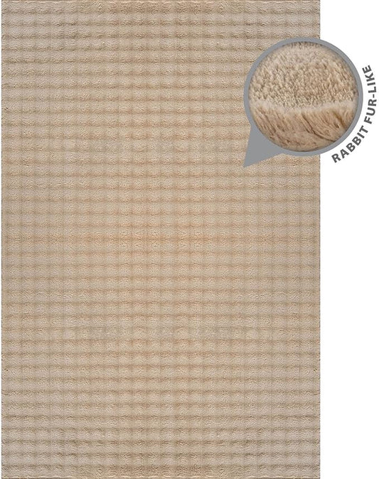 CAMILSON Modern Beige Non Slip Rug 3x5 Ultra Soft High Pile Area Rugs Non Skid Rubber Backing Durable & Easy to Clean Carpet for Living Room Bedroom Kids Room Indoor Use (3 x 5 Beige)