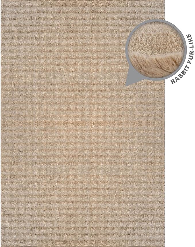 CAMILSON Modern Beige Non Slip Rug 5x7 Ultra Soft High Pile Area Rugs Non Skid Rubber Backing Durable & Easy to Clean Carpet for Living Room Bedroom Kids Room Indoor Use (5 x 7 Beige)
