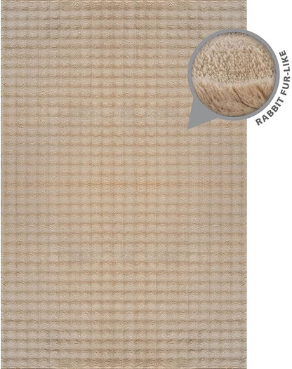 CAMILSON Modern Beige Non Slip Rug 5x7 Ultra Soft High Pile Area Rugs Non Skid Rubber Backing Durable & Easy to Clean Carpet for Living Room Bedroom Kids Room Indoor Use (5 x 7 Beige)