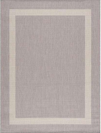 CAMILSON Outdoor Rug 9x12,Large Modern Outside Rugs for Patios Porches Waterproof Durable Washable Non-Shedding, Easy-to-Clean Indoor Outdoor Area Carpet (9 x 12, Bordered - Gray/White)
