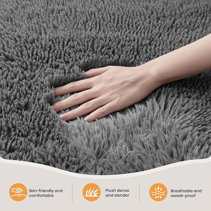 Zentavio Area Rugs for Living Room Grey Rugs for Bedroom 4x6 Carpet Fluffy Furry Soft Shag Aesthetic Plush High Pile Gray Throw Rug for Nursery Kids Room Dorm