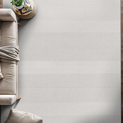 Beverly Rug Micro Loop Area Rug White 6x9 Modern Luxury Soft Boho Geometric Durable Indoor Area Rugs for Living Dining Room Office Stain Resistant Non Shedding Casual Indoor Carpet White 6 x 9