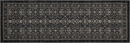 Area Rug Non Slip Machine Washable Ultra Soft Living Room/Bedroom/Kitchen/Outdoor/Classroom Black Grey, 2'×6'