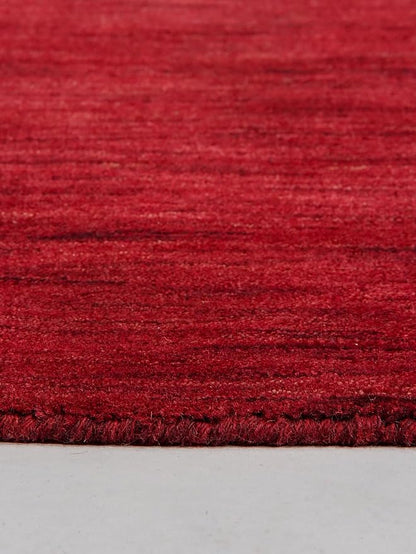 Hand Knotted Loom Wool ECO-Friendly Area Rugs - 6'x6', Round, Dark Red Color, Solid Plain Design, High Pile Thick Handmade Anti Skid Area Rugs for Living Room, Bed Room (L00111)