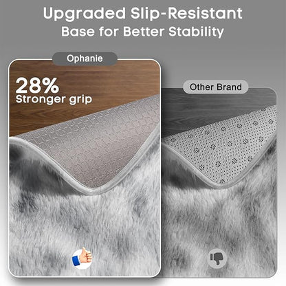 Ophanie Grey and White Area Rugs for Living Room 5x7, Fluffy Shag Large Fuzzy Plush Soft Carpets, Floor Shaggy Rugs for Bedroom, Carpet for Kids Boys Girls Dorm Nursery Home Decor Aesthetic
