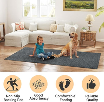 jxgzyy Commercial Hallway Runner Rugs 3'11" x 9'10", Non-Slip Indoor Outdoor Doormat, Heavy Duty Floor Mat for Entrance, Porch, Patio, Garage, High Traffic Area, Dark Grey