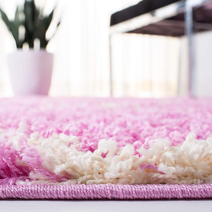 SAFAVIEH Dallas Shag Collection Area Rug - 5'1" x 7'6", Pink & Ivory, Trellis Design, Non-Shedding & Easy Care, 1.5-inch Thick Ideal for High Traffic Areas in Living Room, Bedroom (SGD257I)