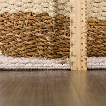 Hauteloom Lunao Living Room, Bedroom Area Rug - Farmhouse - Charcoal,Cream,Peach - 8'10" x 12'