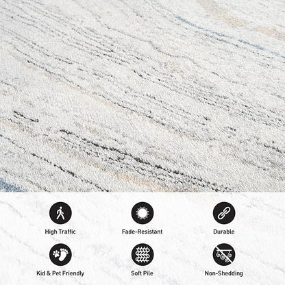 Rugshop Marble Swirl Distressed Gray Area Rug Modern Indoor Rug for Living Room, Bedroom, or Dining 2' 3" x 6' Runner Ideal for Hallway, Kitchen, Entryway, or Behind The Sofa