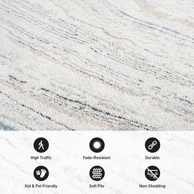 Rugshop Marble Swirl Distressed Gray Area Rug 4' x 6' Great for Small Living Rooms, Offices, or Under Coffee Tables