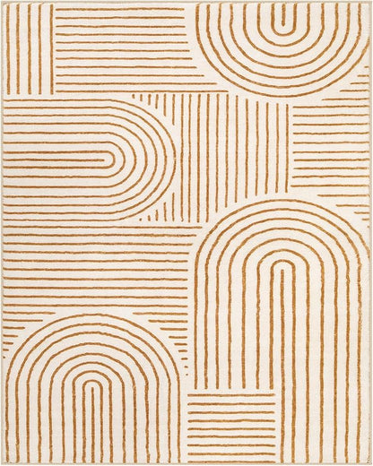 Lahome Abstract 10x14 Area Rugs for Living Room Bedroom, Soft Large Washable Rugs, Ultra-Thin Non-Slip Modern Dining Room Rug Non-Shedding Accent Carpet for Office, Orange